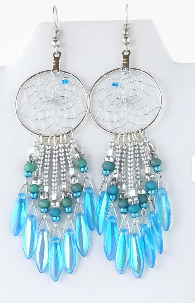 Turquoise-Accented Dreamcatcher Earrings 1