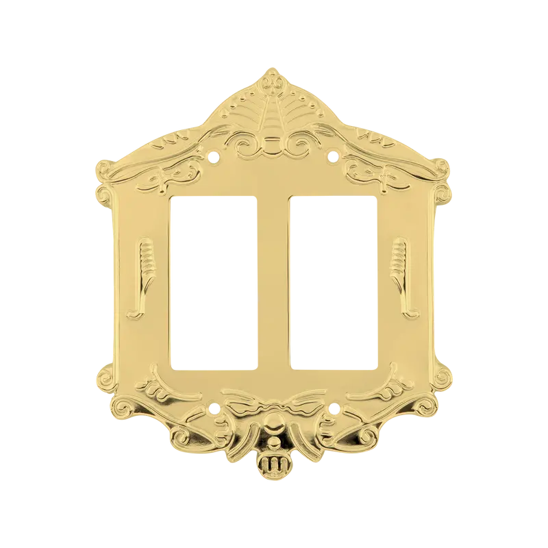 Unlacquered Brass Double-Rocker Victorian Style Switch Plate 1