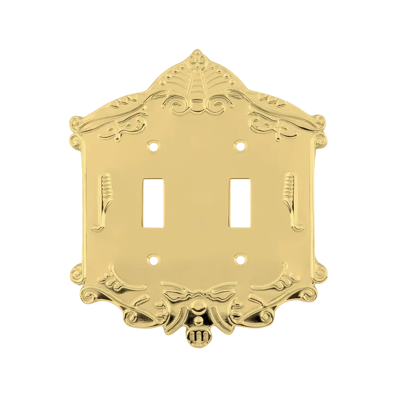 Unlacquered Brass Double-Toggle Victorian Style Switch Plate 1