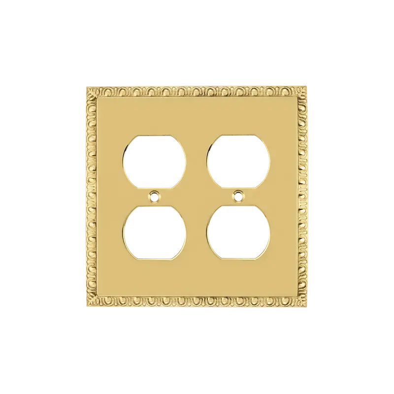 Unlacquered Brass Egg & Dart Dual Outlet Switch Plate 1