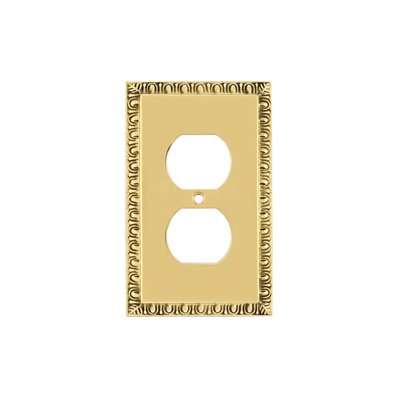 Unlacquered Brass Egg & Dart Single Outlet Switch Plate 1