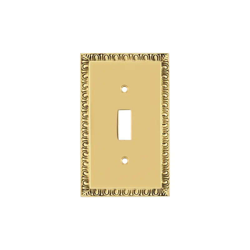 Unlacquered Brass Egg & Dart Single Toggle Switch Plate 1