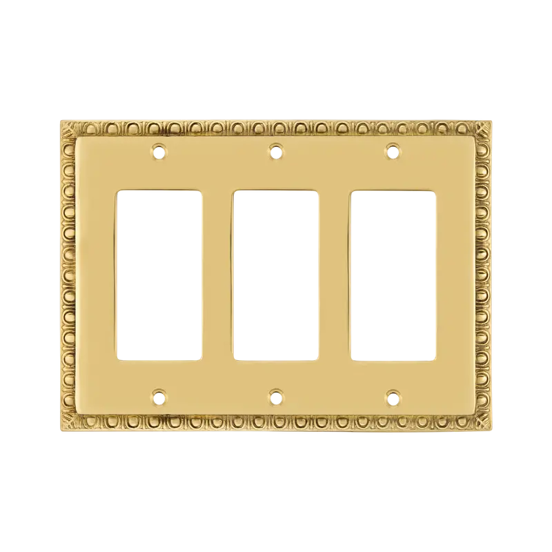 Unlacquered Brass Egg & Dart Triple Rocker Switch Plate 1
