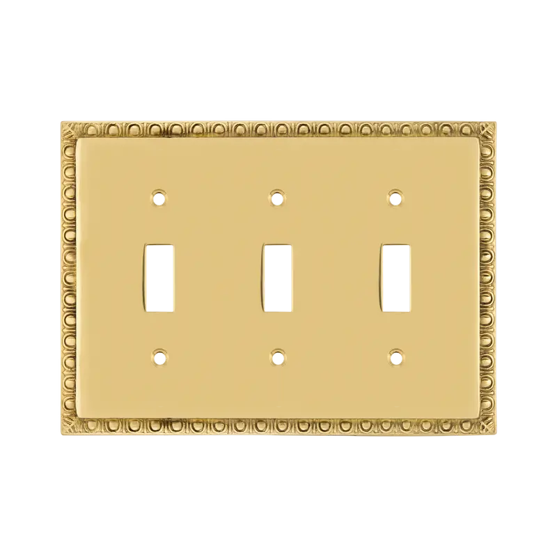 Unlacquered Brass Egg & Dart Triple Toggle Switch Plate 1