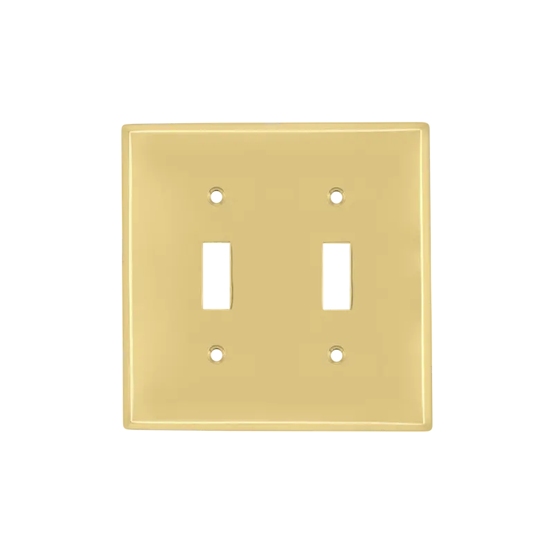 Unlacquered Brass New York Style Double Toggle Switch Plate 1