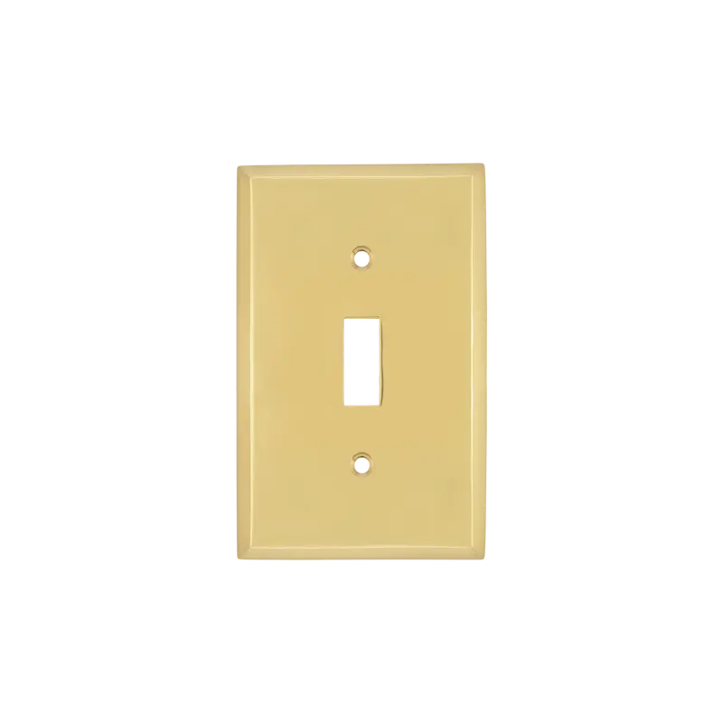 Unlacquered Brass New York Style Single Toggle Switch Plate 1