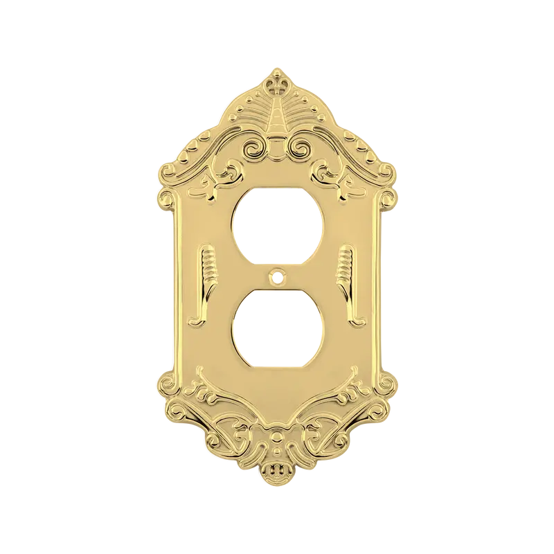 Unlacquered Brass Outlet-Fitted Victorian Style Switch Plate 1