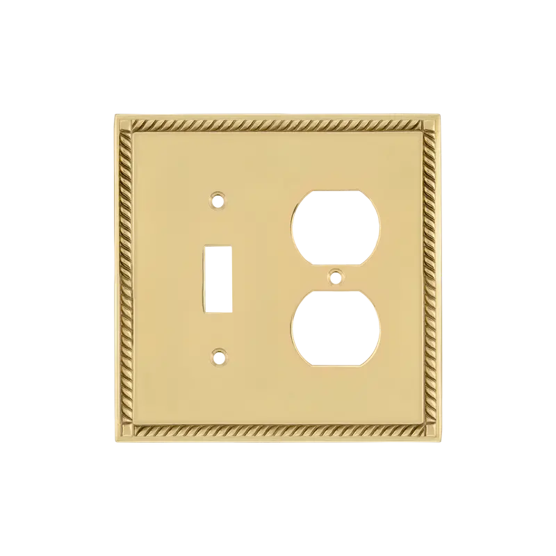Unlacquered Brass Rope Design Toggle And Outlet Switch Plate 1