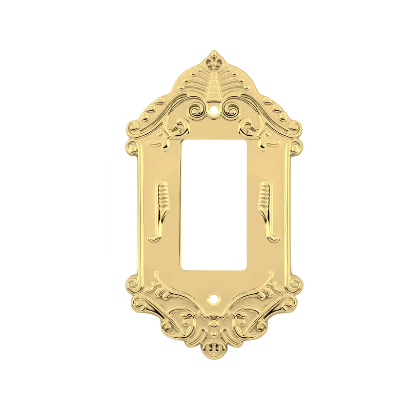 Unlacquered Brass Single-Rocker Victorian Style Switch Plate 1