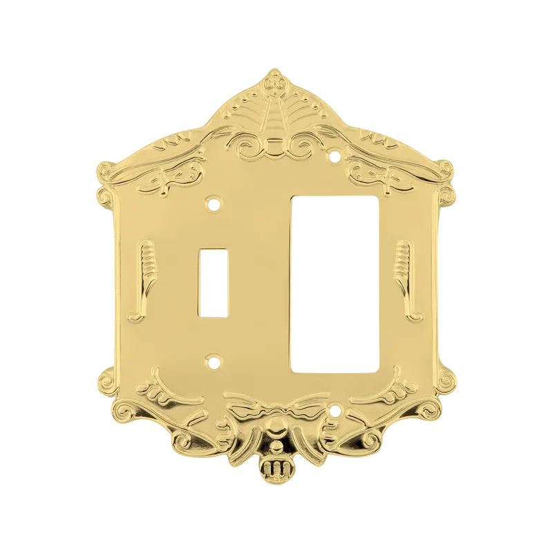 Unlacquered Brass Toggle-And-Rocker Victorian Style Switch Plate 1