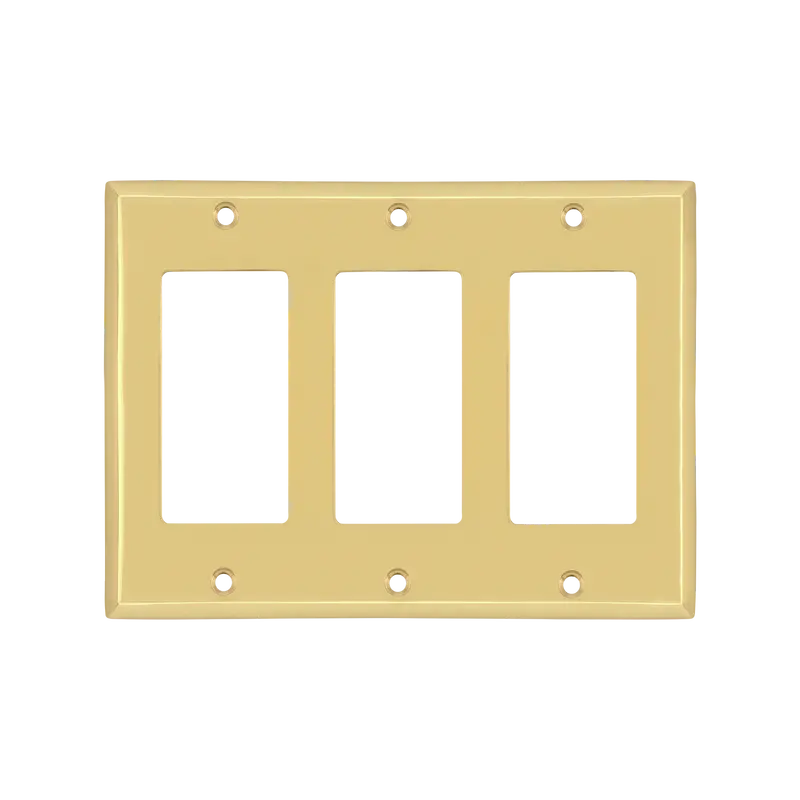 Unlacquered Brass Triple-Rocker New York Style Switch Plate 1