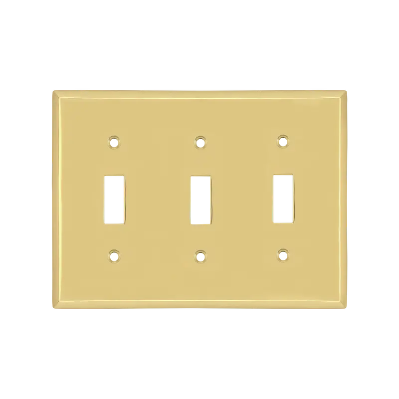 Unlacquered Brass Triple-Toggle New York Style Switch Plate 1