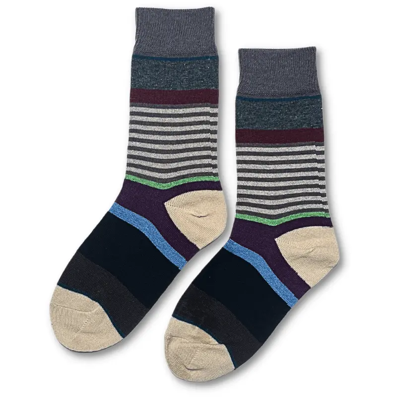 Vannucci Boys Black-And-Grey Striped Dress Socks Ss1203 1