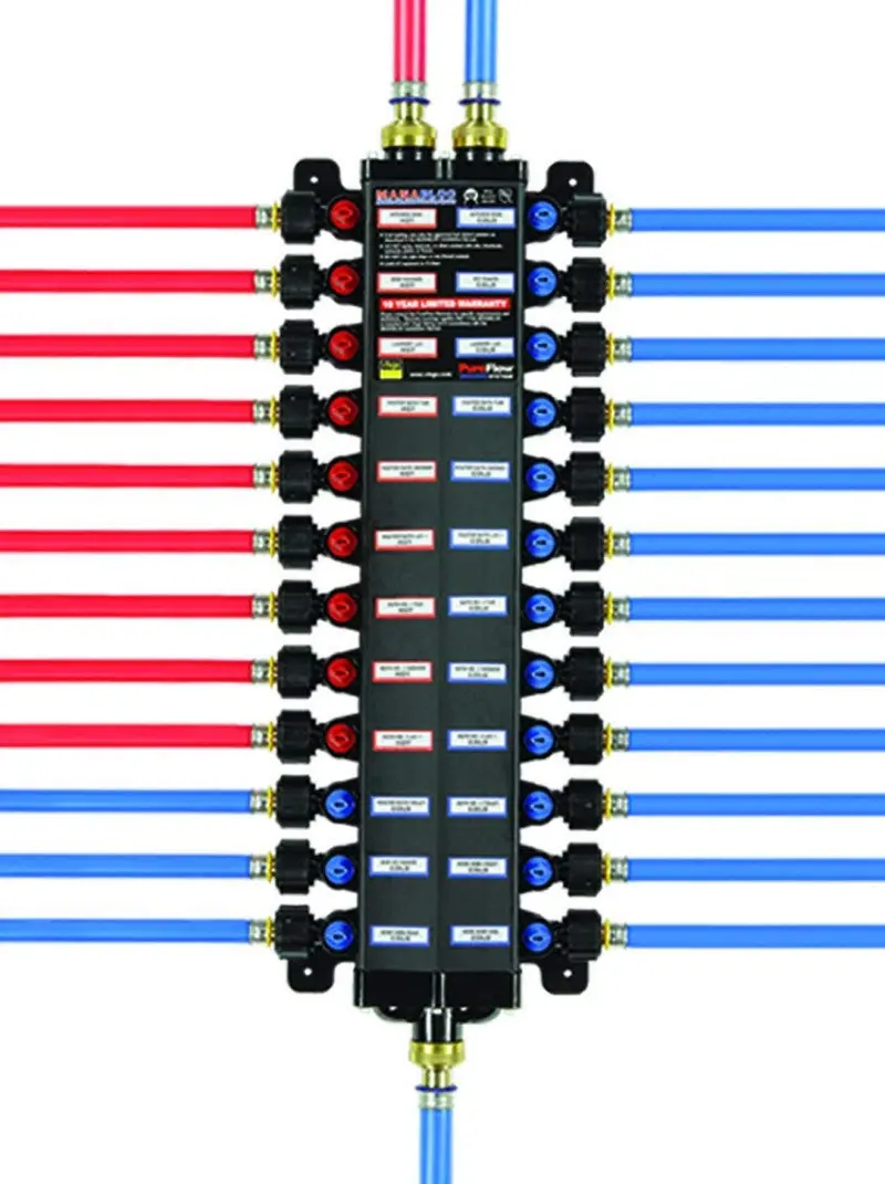 Viega Pureflow 49243 1/2-Inch Pex Press Manabloc – 24-Port Distribution Manifold (15 Cold / 9 Hot) 1