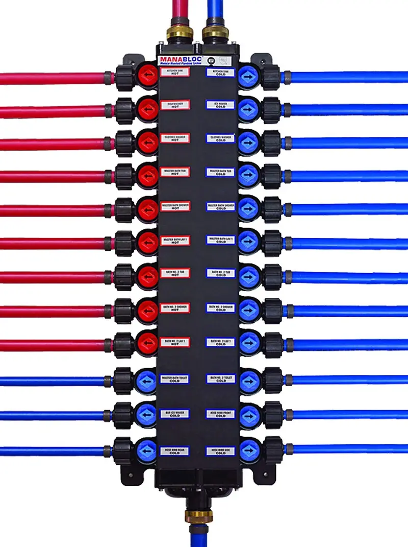 Viega Pureflow 50142 3/8" Zero-Lead Pex Manabloc – 14-Port Distribution Hub (8 Cold, 6 Hot) 1