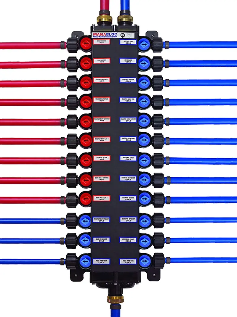 Viega Pureflow 50243 1/2" Zero-Lead Pex Manabloc – 24-Port Distribution Hub (15 Cold, 9 Hot) 1