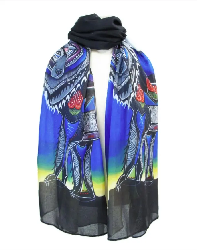 Wolf Motif Scarf Handcrafted By Indigenous Artist Jessica Somers 1