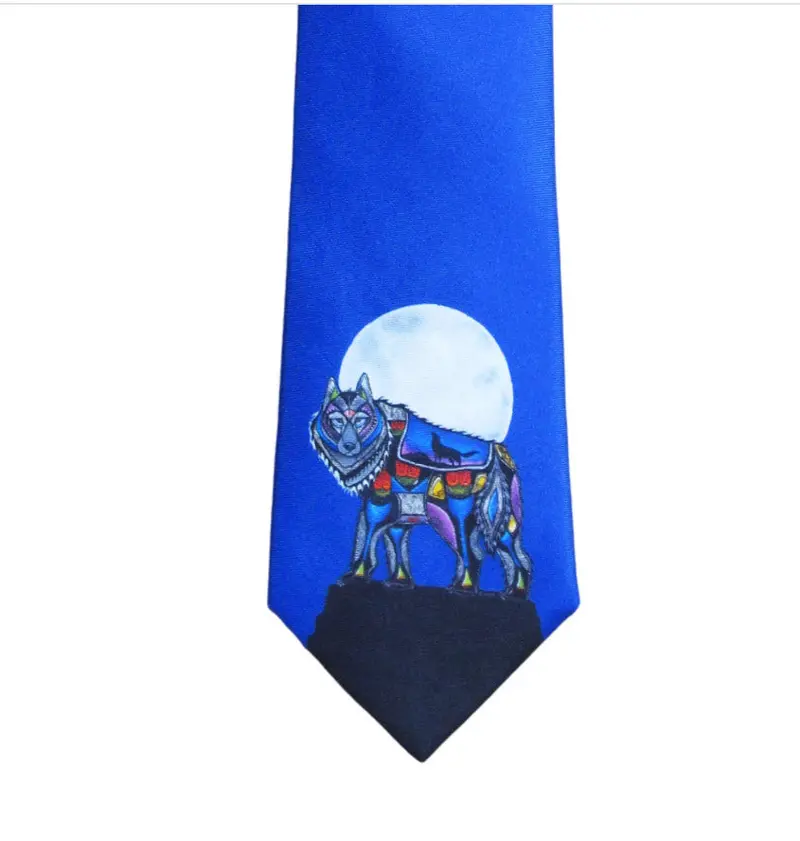 Wolf Motif Silk Necktie By Jessica Somers 1