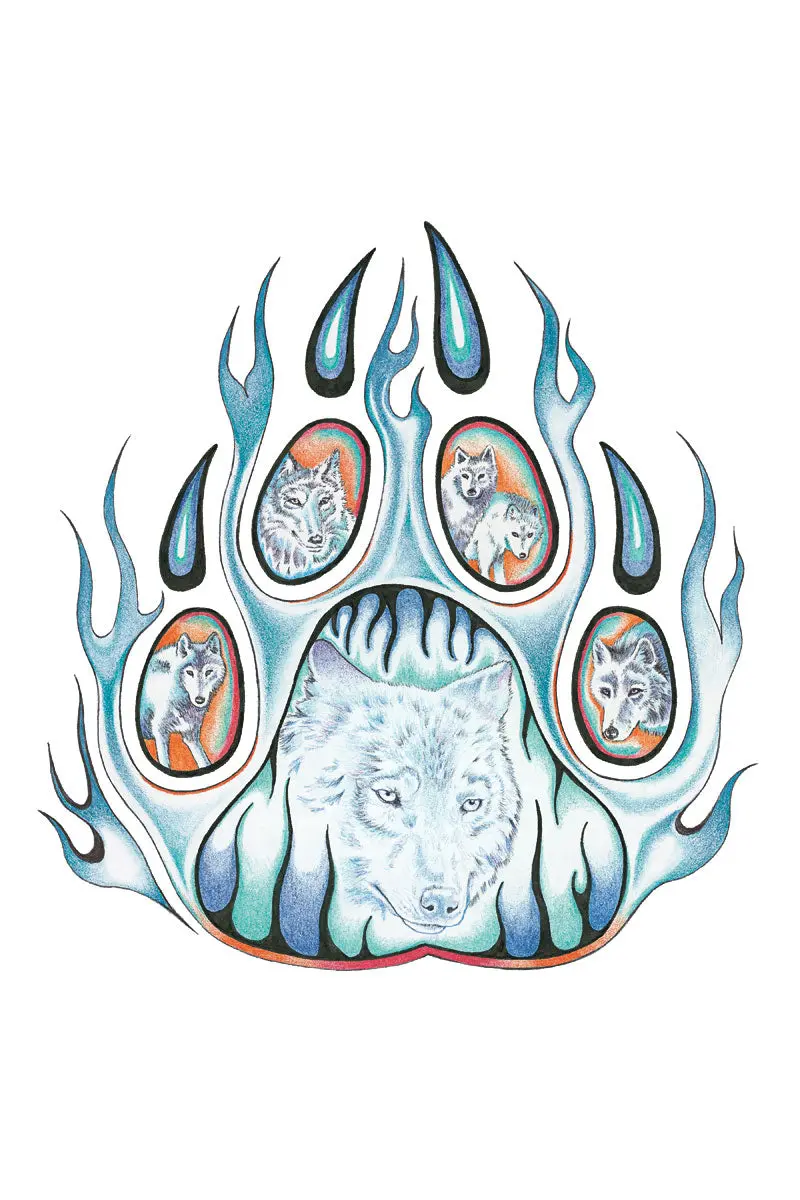 Wolf Pack Ii Wall Art Print By Hubert V. Billy, Northwest Coast Indigenous Artist 1