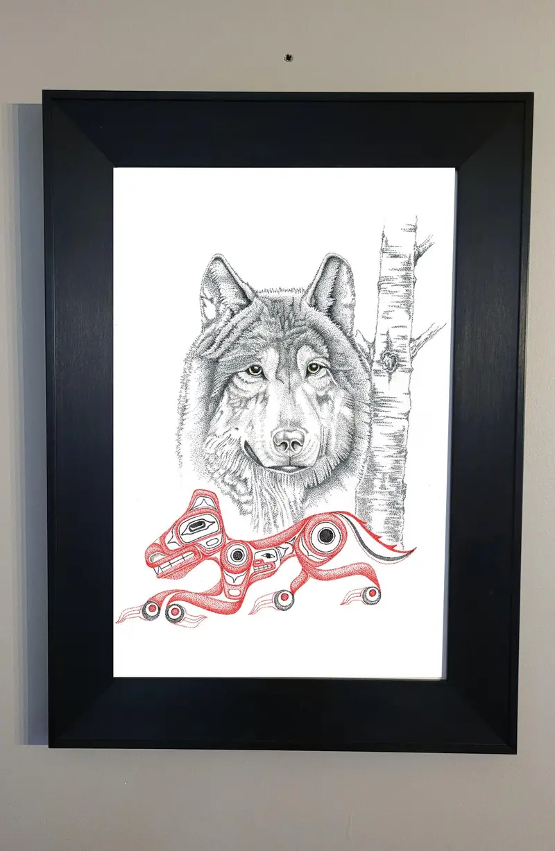 Wolf Wall Art Print By Charles Silverfox, Indigenous Northwest Coast Artist