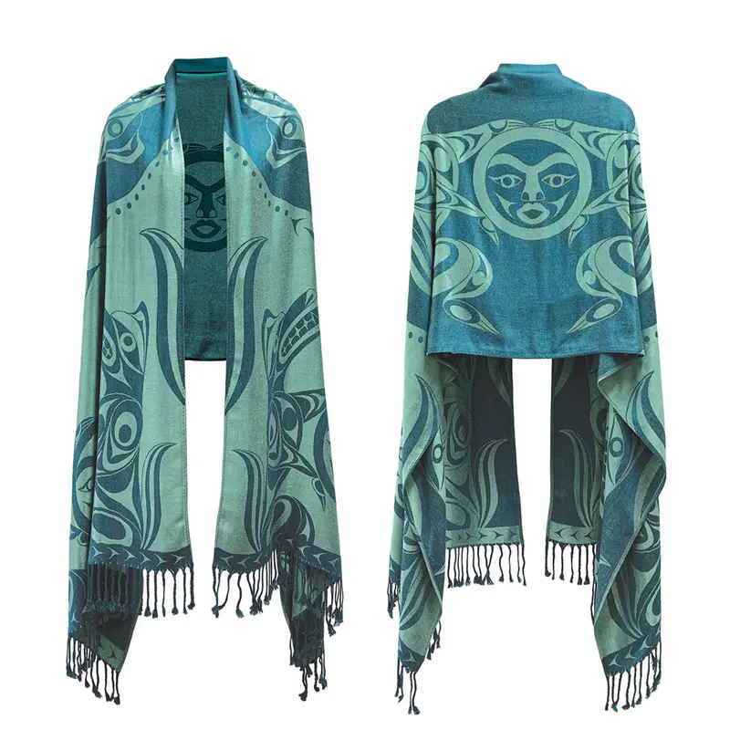 Wolves And Full Moon Shawl – Coast Salish Creation By Simone Diamond 1